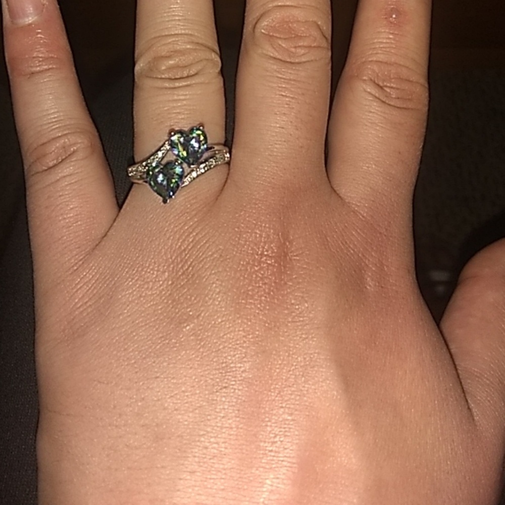 DOUBLE HEART REAL SILVER RING - Picture 3 of 7